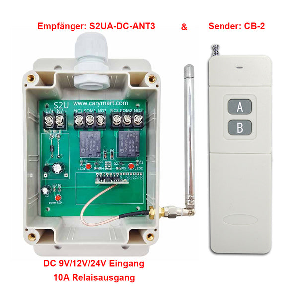 DC 6V/9V/12V/24V 1000M Fernbedienung Schalter mit 2 Relaisausgang