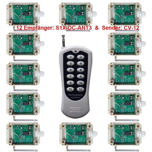 DC 6V/9V/12V/24V Fernbedienung Schalter - Eins Sender & Zwölf Empfänger