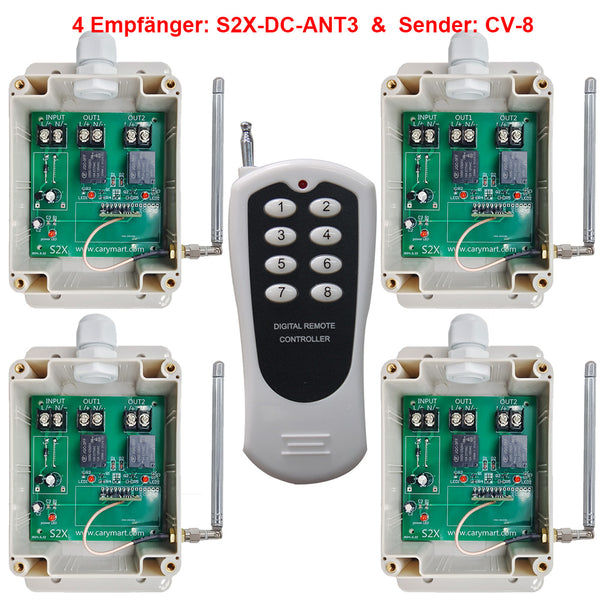DC Eingang Ausgang Funkfernschalter mit Eins Sender & Vier Empfänger