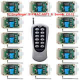 Funkfernschalter 230V 30A AC Ausgang - 1 Sender Kontrolle 12 Empfänger