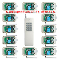 Funkschalter 12V 24V DC Eingang mit Eins 12 Kanäle Sender & Zwölf Empfänger (Modell 0020735)