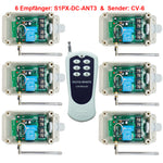 Funkschalter Set 10~80V DC Eingang - Eins 6 Tasten Sender & 6 Empfänger