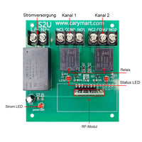 Funksteuerung 230V 220V AC 2 Kanäle mit 10A Relais und 2 Fernbedienung (Modell 0020333)
