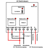 Funksteuerung 230V 220V AC 2 Kanäle mit 10A Relais und 2 Fernbedienung (Modell 0020333)