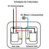 Fußschalter Pedalsteuerung für Linearantrieb / Motor mit Momentan modus (Modell 0044107)