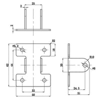 Halterung Befestigungsbügel C für Elektrischer Linearantrieb (Modell 0043006)