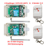 Hochleistungs Funkschalter Set - 2 Sender 2 Empfänger 30A Relaisausgang